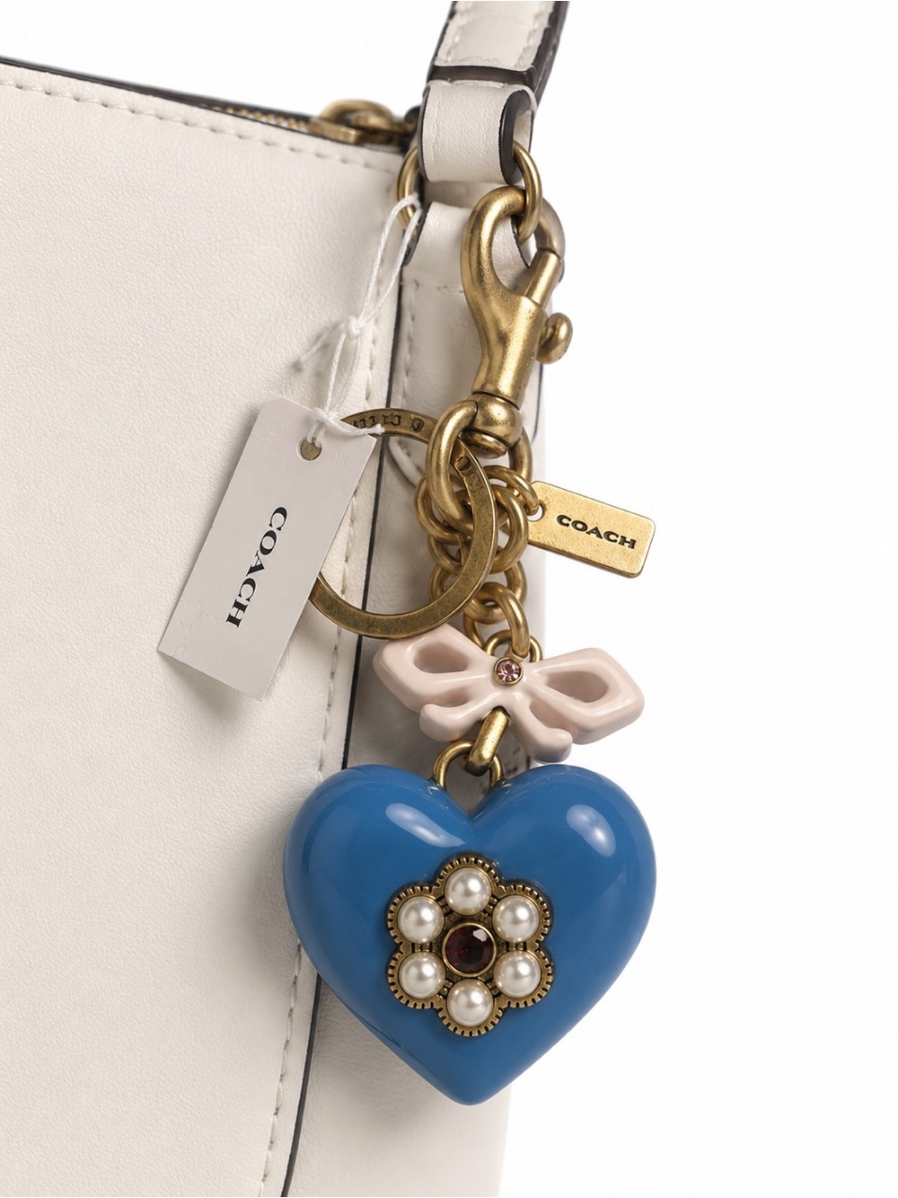 Coach blue heart bag charm NWT retail $120